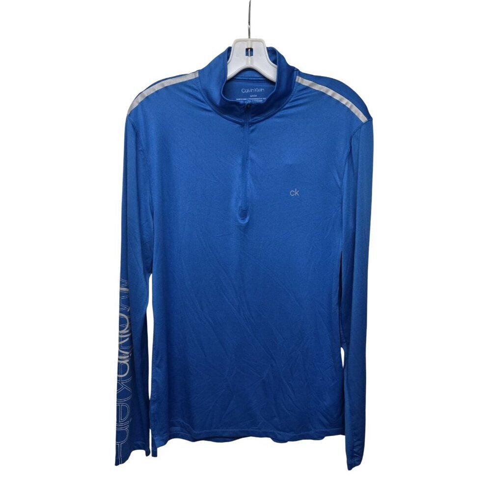 Calvin Klein Womens Top Half Zip Long Sleeve Activewear Shirt Blue Size Small